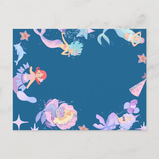ブルー感謝していユーバースデーパーティー人魚テーマ ポストカード (裏面)