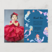 ブルー感謝していユーバースデーパーティー人魚テーマ ポストカード (正面)