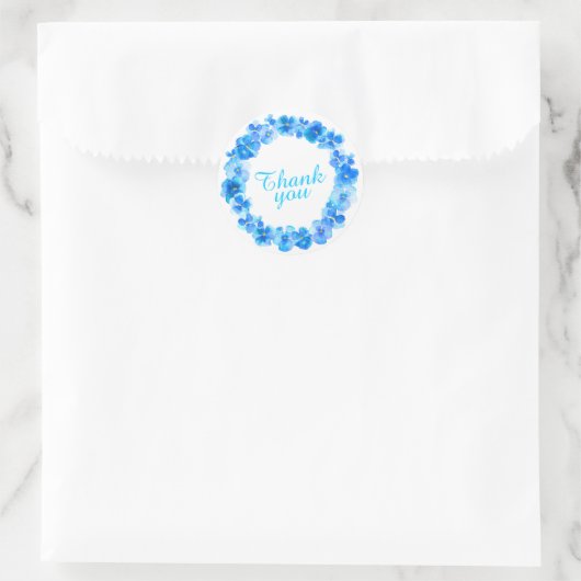 ブルー感謝していリースお水の色のアートシール ラウンドシール (バッグ)