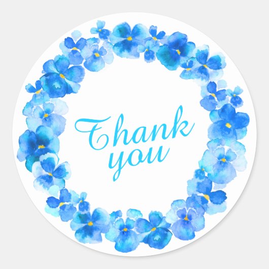 ブルー感謝していリースお水の色のアートシール ラウンドシール (正面)