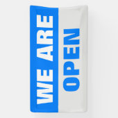 ブルー我々はオープンテンプレートビジネスのバナー記号 横断幕 (縦)