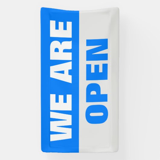 ブルー我々はオープンテンプレートビジネスのバナー記号 横断幕 (縦)