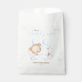 ブルー我々はベアベビーシャワーを待つことができる フェイバーバッグ (正面)