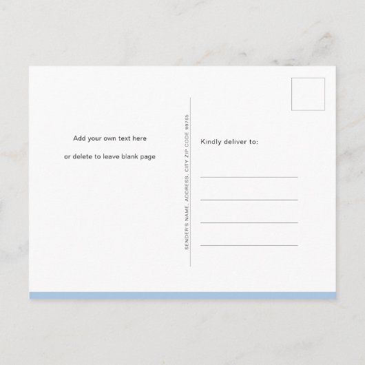 ブルー我々は可愛い男の子の赤ちゃんシャワーを待つことができる インビテーションポストカード (裏面)