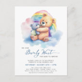 ブルー我々は可愛い男の子の赤ちゃんシャワーを待つことができる インビテーションポストカード (正面)