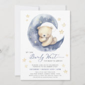 ブルー我々は可愛い男の子の赤ちゃんシャワーを待つことができる 招待状 (正面)