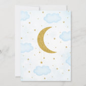 ブルー我々は月の赤ちゃんシャワー上にある 招待状 (裏面)