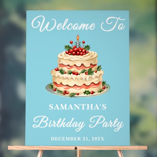 ブルー手書きスクリプトウィンター誕生日へようこそ アクリルサイン (ニュートラル)