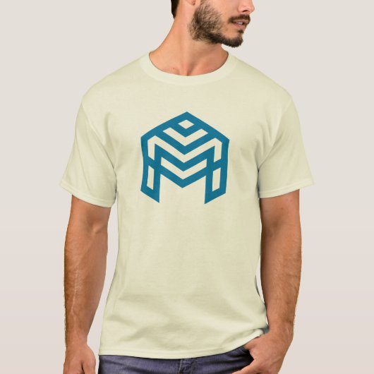 ブルー抽象幾何学M Tシャツ (正面)