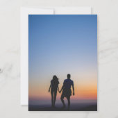 ブルー抽象水彩アートのユニークな写真の結婚式 招待状 (裏面)