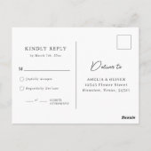 ブルー抽象水彩アートのユニークな結婚式RSVP ポストカード (裏面)