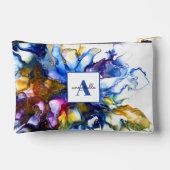 ブルー抽象的流体アート アゲート 名前入り アクセサリーポーチ (裏面)