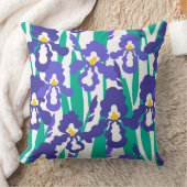 ブルー抽象芸術アイリスフローラルパターン クッション (ブランケット)