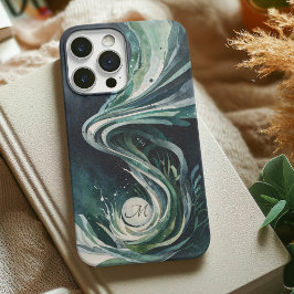 ブルー抽象芸術アートウォーター渦水カラーキャンバス iPhone 13ケース