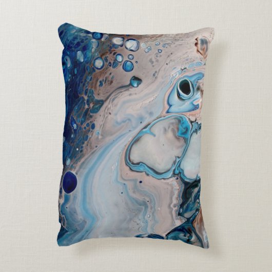 ブルー抽象芸術アートスローアクセント枕 アクセントクッション (裏面(縦))