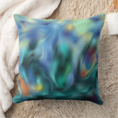 ブルー抽象芸術アートプリント枕 クッション (ブランケット)