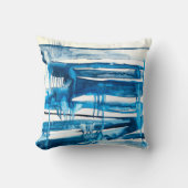 ブルー抽象芸術アート水彩氷柱 クッション (正面)