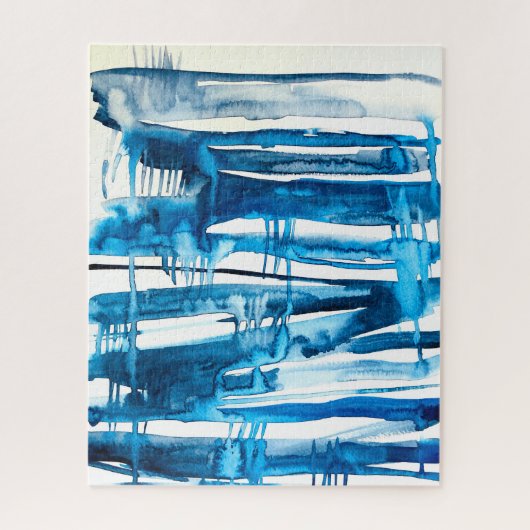 ブルー抽象芸術アート水彩氷柱 ジグソーパズル (縦)