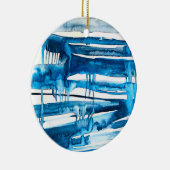 ブルー抽象芸術アート水彩氷柱 セラミックオーナメント (右)
