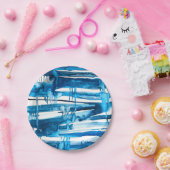 ブルー抽象芸術アート水彩氷柱 ペーパープレート (パーティー)