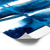 ブルー抽象芸術アート水彩氷柱 ポスター (角)