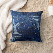 ブルー抽象芸術ウェーブスプラッシュクールアーバンアート クッション (ブランケット)