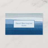 ブルー抽象芸術ウェーブQRコードビジネスカードミニマル 名刺 (正面)