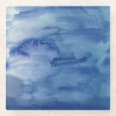 ブルー抽象芸術ウォーターアートウォーターカラーガラスコースター ガラスコースター (正面)