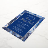 ブルー抽象芸術ウォーターカラーチャリティーイベントガラパーティー 箔招待状 (回転した状態)