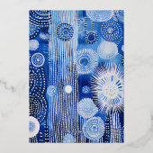 ブルー抽象芸術ウォーターカラーチャリティーイベントガラパーティー 箔招待状 (裏面)