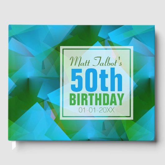 ブルー抽象芸術キュービスト30thバースデーゲストブック ゲストブック (正面)