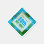 ブルー抽象芸術キュービスト30th誕生日紙ナプキンス スタンダードカクテルナプキン (角)