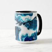 ブルー抽象芸術コーヒーマグ マグカップ (正面右)