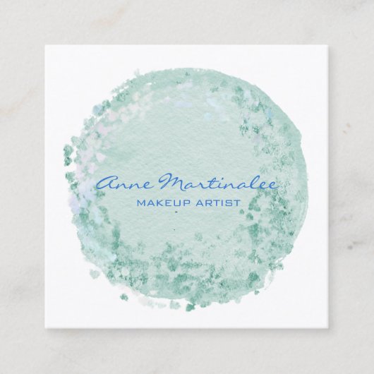  ブルー抽象芸術サークルスクウェア スクエア名刺 (正面)