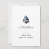 ブルー抽象芸術スカンジスタイルクリスマスツリー シーズンカード (裏面)