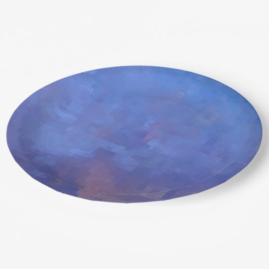 ブルー抽象芸術スクウェアデザイン ペーパープレート (アングル)