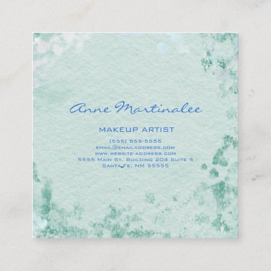 ブルー抽象芸術スクエアビジネスカード スクエア名刺 (裏面)