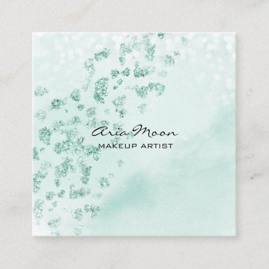 ブルー抽象芸術スクエアビジネスカード スクエア名刺 (正面)