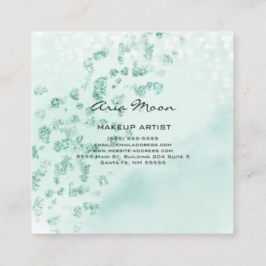 ブルー抽象芸術スクエアビジネスカード スクエア名刺 (裏面)