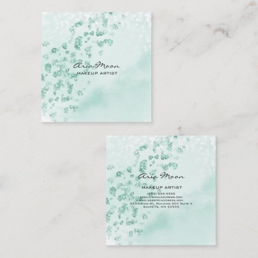 ブルー抽象芸術スクエアビジネスカード スクエア名刺 (正面/裏面)