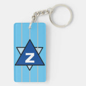 ブルー抽象芸術スターモノグラム キーホルダー (裏面)