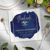 ブルー抽象芸術ナースメディカルカドゥセウス卒業 スタンダードカクテルナプキン