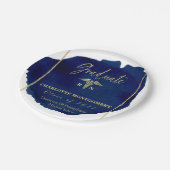 ブルー抽象芸術ナースメディカルカドゥセウス卒業 ペーパープレート (アングル)