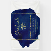 ブルー抽象芸術ナースメディカルカドゥセウス卒業 横断幕 (縦)