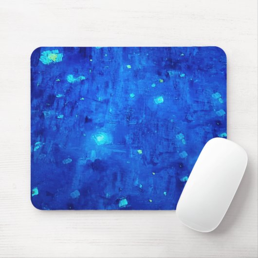 ブルー抽象芸術ネオン宇宙 マウスパッド (マウス)