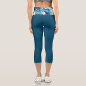 ブルー抽象芸術ハイウェイストカプリレギンス カプリレギンス (裏面)