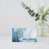 ブルー抽象芸術バタフライツリー 名刺 (スタンド正面)