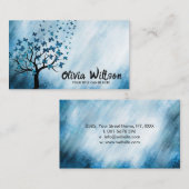 ブルー抽象芸術バタフライツリー 名刺 (正面/裏面)