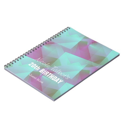 ブルー抽象芸術パステル20th誕生日ゲストブック4 ノートブック (左側)