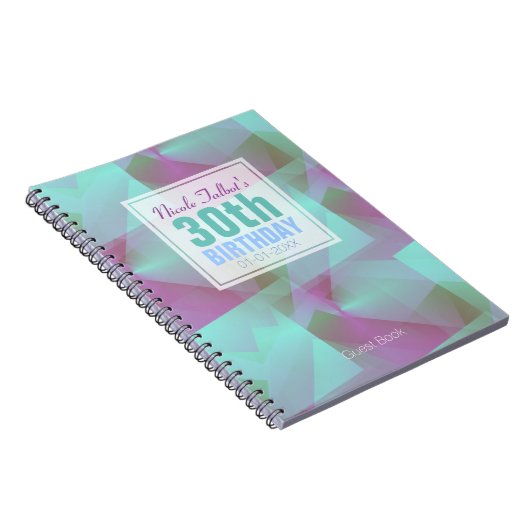 ブルー抽象芸術パステル30thバースデーゲストブック4a ノートブック (右側)